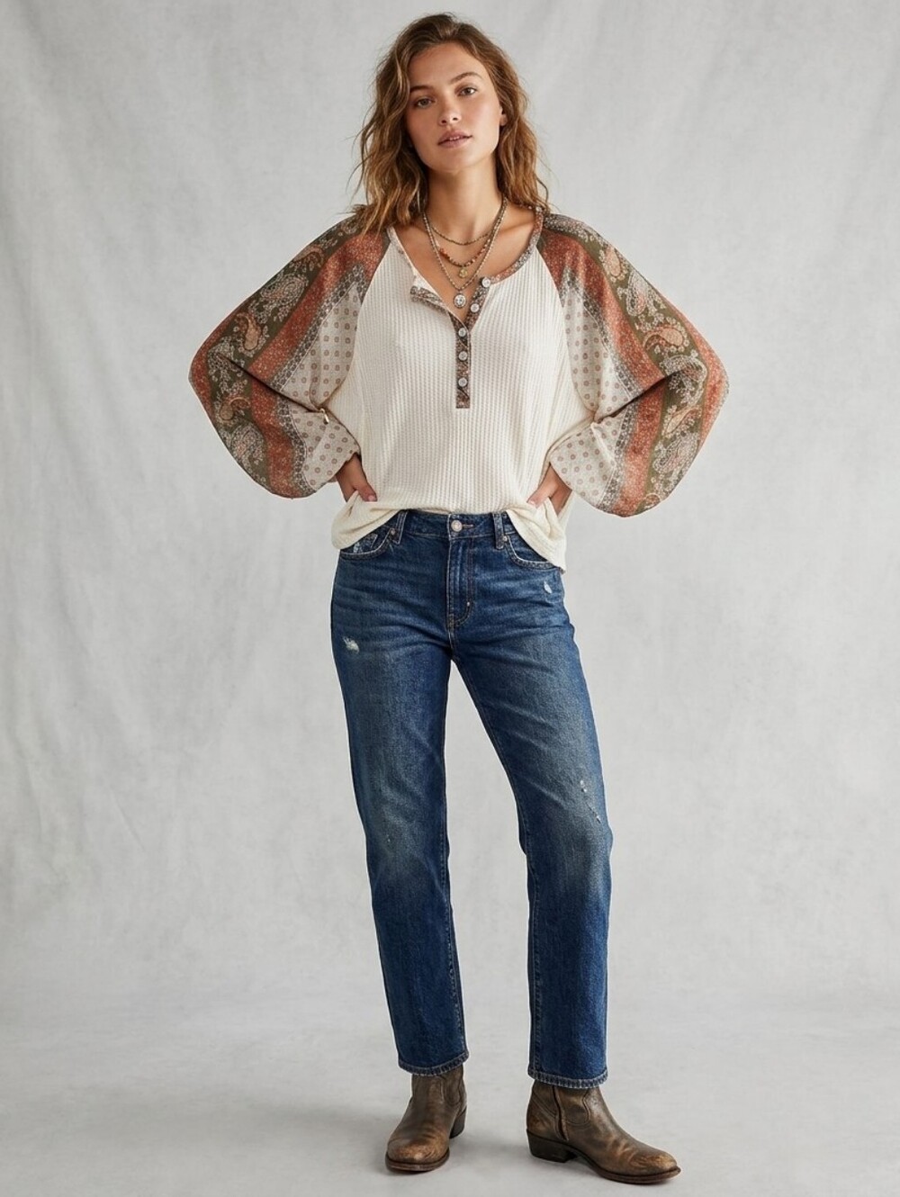 NWT EST. 1946 Henley Boho Peasant Blouse 26/28W